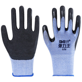 Dingsheng stretch king gloves labor protection wear-resistant anti-slip work rubber thin women's small construction site work men's labor rubber 12 pairs blue dingsheng stretch king s