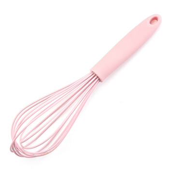 Wenlan 10-inch silicone egg beater multi-function stir stick manual egg mixer home kitchen baking tool pink