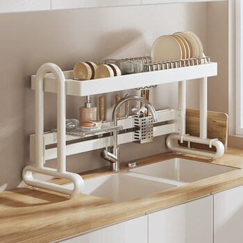 Jucode kitchen sink rack sink sink dishwasher basin dish rack above the sink drain rack dish storage rack single layer 96cm chopstick barrel + chopping board rack + storage basket
