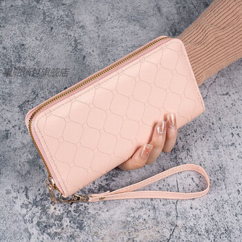 Star rudder new wallet for women, korean version, cute long coin purse, large capacity, multi-card slot zipper clutch, mobile phone bag, pink