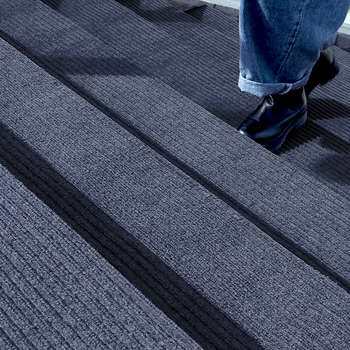 Yusenyi marble entry door anti-slip mat outdoor customized long step mat commercial step stairs outdoor feet double stripe gray 28x150cm (outdoor step carpet)