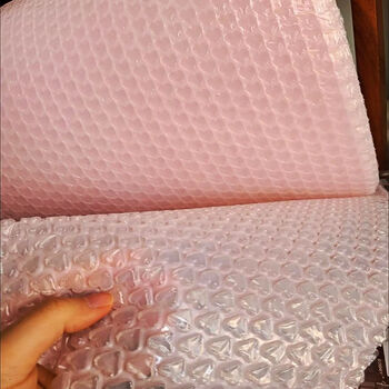 Colorful love bubble film, thickened anti-shock pad packaging film, pink heart-shaped foam paper roll, rose red, 20cm wide, 6 meters long (trial package)