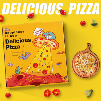Pizza packaging box commercial 7 8 9 10 12-inch take-out fried chicken box pizza food packaging can be customized 100 boxes of oil delivery paper 12 inches 32*32*4.5cm
