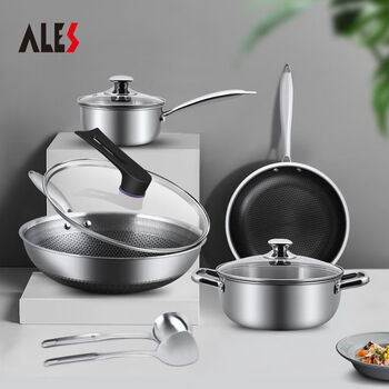 Aileshi pot set frying pan soup pot wok frying pan wok kitchen supplies gas stove induction cooker universal pot set frying pan soup pot stir-fry
