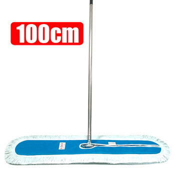 Lingdu cotton gauze floor dust mop push flat large mop one mop thickened stainless steel rod replacement mop head thickened 100cm with thickened stainless steel rod/set