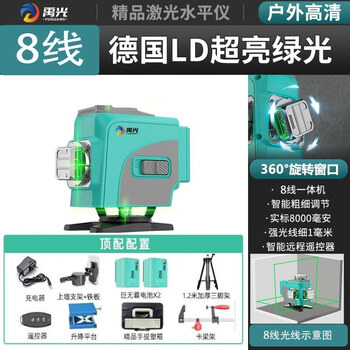 Yuguang's new outdoor ultra-bright green light 8/12/16 line level high-precision wall-to-ground dual-purpose meter german ld green light 8 lines-top configuration_ newly upgraded rotating window