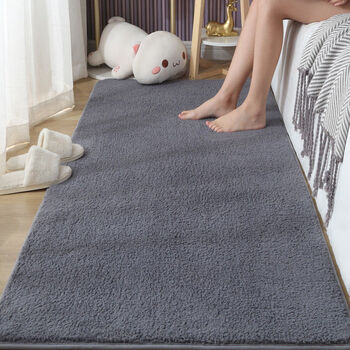 Jingyue bedroom carpet bedside rug living room girls room full floor mat thickened dirty resistant mat blanket customized washable dark gray 50x120 cm