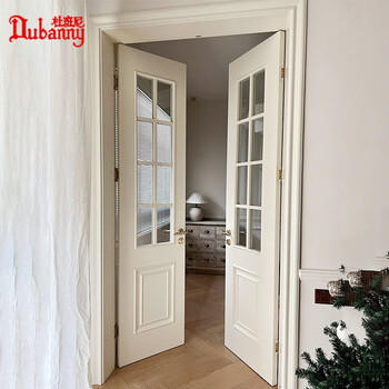 Wen yijia painted room door double-open soundproof set door indoor paint-free wooden door white french retro door bedroom door double french cream style