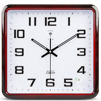Polaris wall clock living room 2025 new silent home quartz clock bedroom clock modern simple fashion square calendar wood grain color (38*36.5 cm)