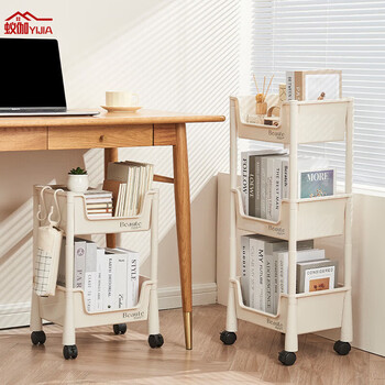 Yiga bookshelf mobile bookshelf bookshelf storage rack floor-standing multi-functional storage rack two-layer storage rack-with wheels