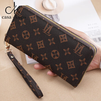 Casa-kupsck women's bag light luxury simple wallet women's long clutch bag multi-functional large capacity fashion presbyopia dlw-52 coffee