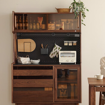 Nanchang north american black walnut slate sideboard against the wall one-piece multi-functional narrow cabinet kitchen restaurant solid wood storage wine cabinet black walnut sideboard 120*45*182cm