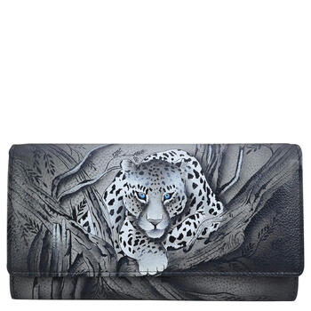 Anna by anuschka women's hand-painted genuine leather tri-fold storage wallet african leopard print