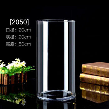 Floor-standing thickened straight glass vase, transparent living room flower arrangement water, horse drunken wood hydroponics, rich bamboo large ornament, 50cm, diameter 20 high, thickened first-class quality