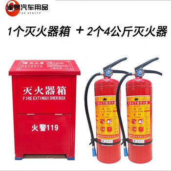 Fancychic fire extinguisher store fire extinguisher 4kg dry powder fire extinguisher 4kg household box set combination fire equipment box 4kg carbon dioxide 2 fire extinguishers + 1 box 2025 new national standard
