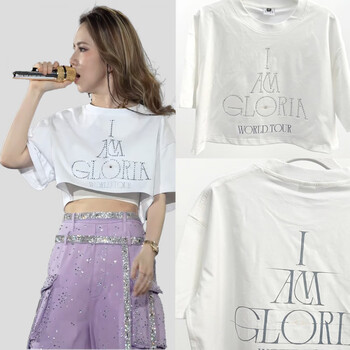 Chengzi deng ziqi's concert style hot diamond t-shirt i am gloria short-sleeved round neck top and peripheral white hot diamond s