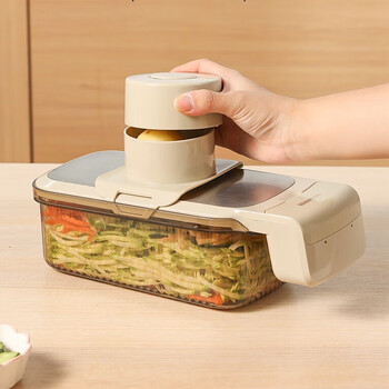 Carrot carrot vegetable cutting artifact multi-functional grater grater potato shreds home kitchen cut onions and radish shreds 3 blades + hand guard + drain box