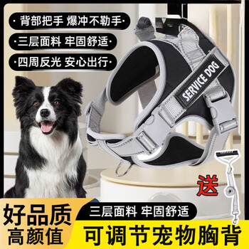 Star duo dog leash harness medium-sized dog border collie golden retriever explosion-proof reflective pet vest style dog walking rope s-(14-30 catties recommended) black harness traction rope