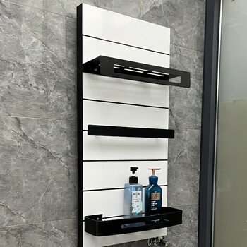 Pinshang heating copper aluminum composite light luxury storage rack bathroom basket bathroom heating central heating radiator matte white + black storage rack 840mm height