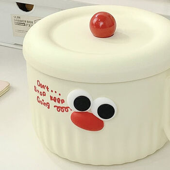 Fantasy home cute big mouth stainless steel lunch box for primary school students with compartment lunch box for office workers with cover and portable instant noodle bowl - red ball (no bowl, pair of small eyes) default