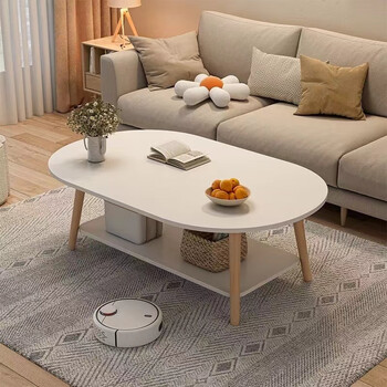 Wen xinfu simple modern coffee table small apartment sofa side table living room ins style small coffee table double-layer tea table nordic small table round upgraded reinforcement warm white 60cm
