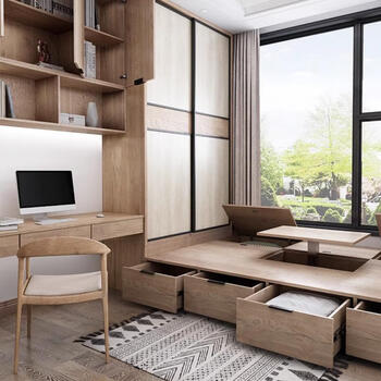 Tiantan furniture, whole house customization, tatami customization, modern simple bedroom bed combination, bay window, study room, overall wardrobe, consult customer service and enjoy free measurement