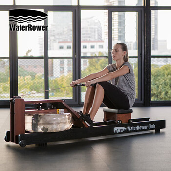 Waterrower imported from the united states, home smart water resistance rowing machine, solid wood fitness equipment, ash red and black club standard model