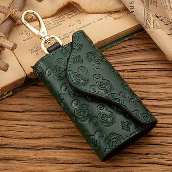 Zhuangyun (zhuangyun) cowhide key bag women's korean fashion 2025 new home storage bag key bag key clip hook style-green