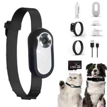 Xiaomi pet recorder cat and dog perspective sports recording and video anti-shake sports camera chest collar halter camera pet set - white standard + 128gb + silicone cable tie