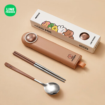 Manchaojia mildew-proof stainless steel chopsticks and spoon sets primary school spoons portable tableware storage box for work and school mini portable tableware-bnini