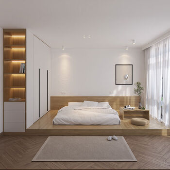 Fansheng youpin customized tatami bed, wardrobe, integrated platform combination, japanese style tatami platform, low bed, flat door, wardrobe 260*270cm can be customized