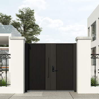 Qilicai customized stainless steel courtyard door, aluminum art villa entrance single and double doors, rural fence, courtyard wall, wrought iron shutter door, style 1/one square meter