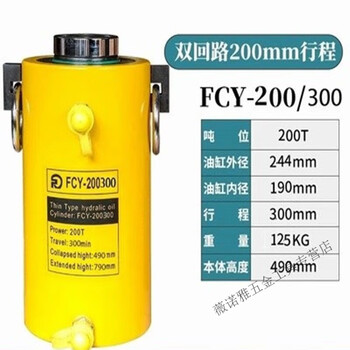 Beyzk large-tonnage split electric hydraulic jack double-circuit hydraulic jack hydraulic cylinder lifting equipment 200 tons (stroke 300mm) without pump (the buyer needs to have dual oil circuit pumps)