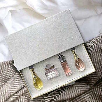 Dao q version perfume sample long-lasting light true me floral fragrance for women and girls 5ml as a gift for girlfriend and wife gift set gift box silver box 4-piece set + counter gift box bag