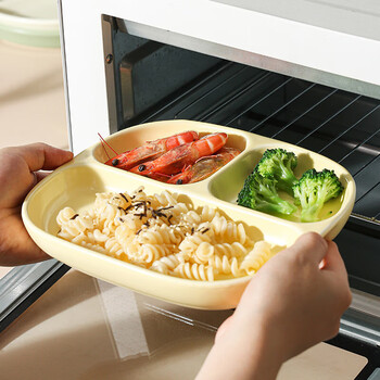 Yijuke ceramic compartmented dinner plate 211 fat-reduced dinner plate breakfast plate dumpling plate fruit plate snack tray divided meal plate