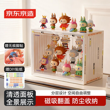 Jingdong-made blind box display box layered transparent dust-proof figure storage box bubble mart labubu display stand 3-layer ladder
