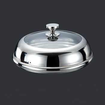 Shangxin heightened stainless steel lid household visible glass transparent wok lid wok steamer lid iron pot universal pot lid tapered steel handle 28cm/1 piece