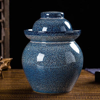 Mud love jingdezhen ceramic pickle jar household 8 jin 20 jin 30 jin 50 jin pickle jar thickened pickled vegetables and egg jar blue glaze 30 jin pack (water capacity)
