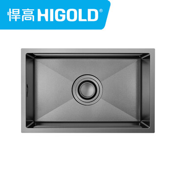 Higold pvd matte black stone pattern handmade sink 952399 non-porous stainless steel large single sink 770x430x240 dish basin sink 952399 without faucet