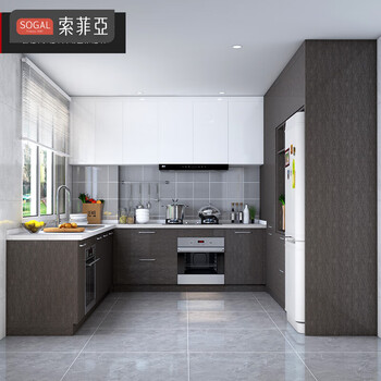 Sofia whole house custom-made simi cabinets, modern u-shaped small apartment kitchen quartz countertops, custom gold (for payment of goods)