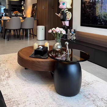 Medieval style coffee table living room home modern simple small apartment high-end solid wood round french cream style creative original art combination coffee table