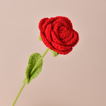 Songce creative hand-knitted rose finished simulated flower handmade flower diy wool knitted crochet bouquet 1 red rose