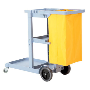 Cleaning cart, multi-functional trolley, cleaning cart, plastic linen cart, property shopping mall, hotel room service cart, 1 spare bag