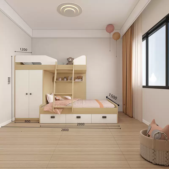 Yusenyi small apartment staggered bunk beds boys and girls children's high and low beds wardrobe staggered bunk beds wardrobe style bunk beds 1500mmx2000mm
