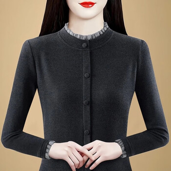 Suqin rende velvet warm bottoming shirt for women 2025 new autumn and winter half turtleneck long-sleeved t-shirt western style small shirt t-shirt gray 2xl recommended 110-120 catties