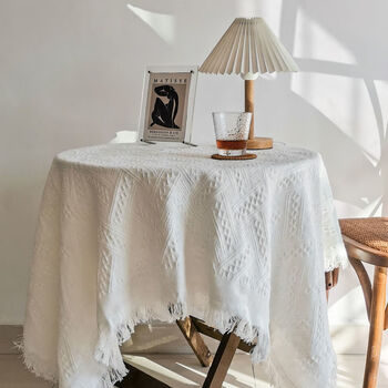 Ivy tablecloth white lace tablecloth cotton coffee table tablecloth round tablecloth square cover cloth 90*90 meters white t grid