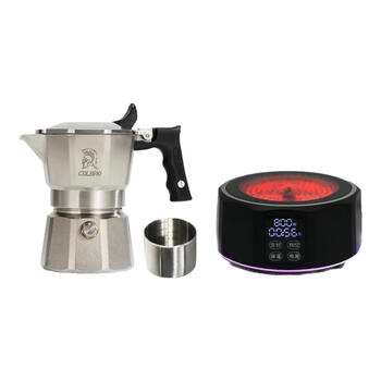 Colbro cobro double-valve three-valve stainless steel sub-stove moka pot home outdoor camping coffee brewing hand-brewed italian machine new 316 steel three-valve two-cup sub-stove + original electric ceramic stove