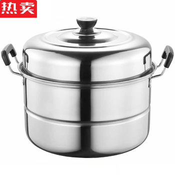 Tuojin german imported quality thickened stainless steel household steamer two-layer large commercial soup pot double-layer steamed bun steamed buns extra thick upgraded double layer 40cm collect and purchase gifts
