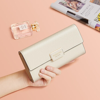 British paul genuine leather women's wallet long fashion clutch bag large capacity wallet card holder all-in-one birthday gift for girlfriend white cross pattern first layer cowhide