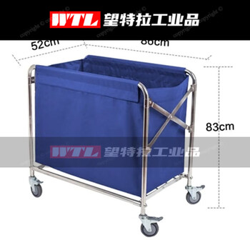 Folding linen cart hotel stainless steel collection trolley room entrance hotel property service cart room hygiene cleaning stainless steel folding cart blue